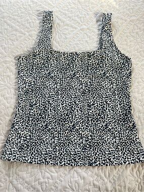 Express Black & White Square Neck Leopard Tank